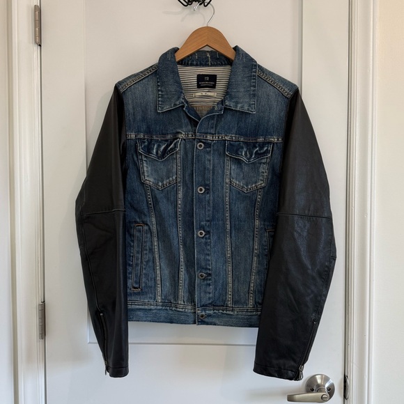Scotch & Soda Leather Sleeve Jacket in Denim - Picture 2 of 14